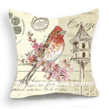 Decoration Square Bird Design Decor Fabric Cushion W/Filling