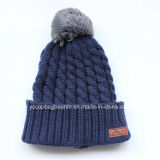 Fashion Leather Patch Beanie, Knit Hat
