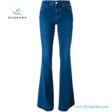 Women Blue Cotton Blend Flared Jeans