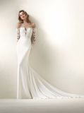 off-Shoulder Long Sleeve Satin Mermaid Bridal Wedding Dress