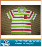Boy's Color Stripes Polo Shirt with Embroidery Patch