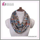 Warm Flannel Multicolor Owls Printing Infinity Scarf (SNF207)