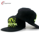 Black Solid Color Fabric Custom Strapback Hats with 3D Embroidery