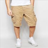 2016 Men's Burmada Style Khaki Twill Cotton Cargo Shorts