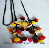 Fashion Multi-Colors Cotton Braided Colorful Pompom Balls Belt Tassel Decoration
