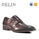Custom Logo Double Monk Men Dress Shoes with Leather Upper