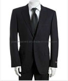 Black Tonal Pinstripe Wool Two-Button Suit with Flat Front Pants (PH-31)