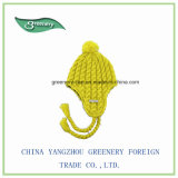 Promotional Yellow Twisted Earflap Winter Knit Hat