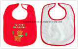 Custom Made Christmas Embroidered Promotional Cotton Red Baby Bib Baby Wear
