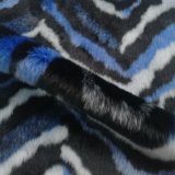 Blue Multi Color Long Pile Faux Fur for Garment, Cushion and Bag