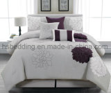 Luxury 7 Pieces Grey and Purple Unique Embroidery Comforter Bedding Set