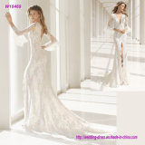 Delicate Lace Bodice and Collar Princess Wedding Dress with a Beautiful Natural Slide Gossamer Skirt