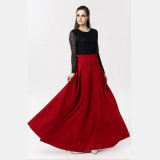 Victoria A-Line Long Silk Space Cotton Skirt with Pleated for Women