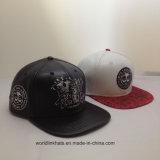 Wholesale 2tone PU Leather 2D Embroidery Woven Patch Snapback Cap