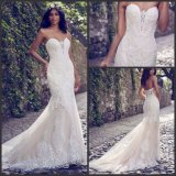 Strapless Bridal Gowns Mermaid Lace Beaded Garden Beach Wedding Dresses Z112