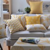 Printed 18X18 Inch Yellow Throw Pillow for Lounge and Seat