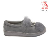 Popular Fashionable Soft Fur Wool Sandal with Lovely Rhinestone Decoration (FL305)