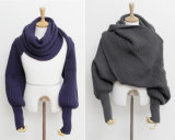 Fashion Korean Style Autumn Winter Unisex Knitted Scarf Cape Shawl with Sleeves (SK116)