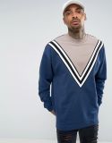 Men's Oversized Longline Sweatshirt with Stripe Print