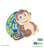 Custom Metal Gold Plated Monkey Badge