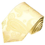 Men's Fashion Gold Background Gold Paisley Design Woven Silk Neckties
