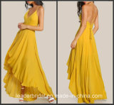 Yellow Chiffon Pageant Dresses A-Line Bridesmaid Dresses Party Prom Gowns D819