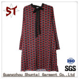 Spring Simple Bow Tie Casual Lady Dress