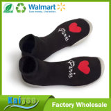 Hot Sale Custom Black Red Heart Pattern Rubber Soled Socks