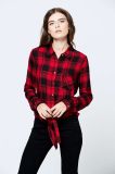 2017 Latest Design Casual Summer Rayon Red Check Long Sleeve Blouse Wholesale Clothing Women Blouse