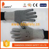Ddsafety 2017 13G Hppe Glass Fiber Gloves with Spandex Nylon Mixed Black PVC Dots