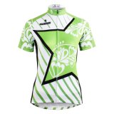 Star & Stripes Green Summer Short Sleeve Cycling Shirts Women/Lady's Cycling Jerseys Breathable Row of Han Sport Outdoor