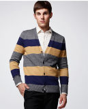Cotton ODM Fashion Clothing Striped Man Cardigan with Button