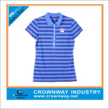 Ladies Slim Fit Striped Polo Shirt with Custom Embroidery