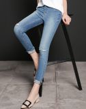 High Quality Women Clothing Washed Frayed Ripped Jeans
