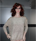 T11915 Fashion Sweater with Rivet Batwing Sleeve for Ladies