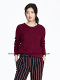 OEM Fashion Hot Sales Round Neck Spandex Sweater Blouse (W17-665)