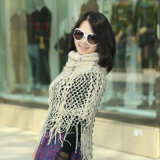 Ladies Fashion 2-Tone Acrylic Knitted Magic Poncho Shawl Scarf (YKY4623)