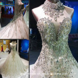 Crystals Wedding Dress Cathedral Lace Bridal Wedding Ball Gown We18