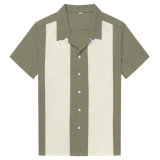 Custom Cotton Vintage Men's Bowling Shirts Olive Green Rockabilly Clothing