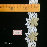 5cm Gold Wedding White Lace Trim Venice Needle Lace Hme835