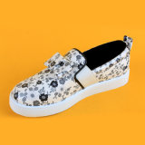 Kids Fashion Printing Bow Tie Canvas Loafers Shoes