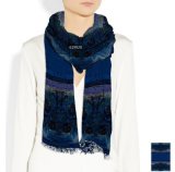 Fashion Colorful Printed Oblong Wool Scarf with Fringe