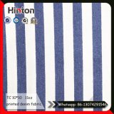 Blue White Stripe Printed Denim Fabric for Garment