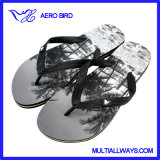 Black-and-White Man Slide Sandal with Digital Printing