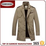 Mens Solid Long Casual Jacket with Rib Collar