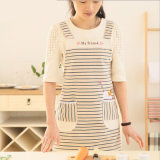 Striped Women Clothes Kitchen Apron for Cooking with Pockets