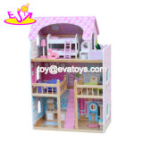 New Design Big Size Pink Wooden Baby Doll House for Girls W06A163b