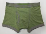 New Style Melange Green Men's Boxer Short Underwear with Yarn-Dyed Stripe and Opeing