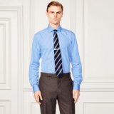 Made to Measure Men's Long Sleeve Business Shirt Blue Striped Cotton Dress Shirt