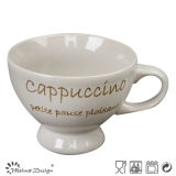 White Glaze Golden Printing Footed Soup Mug